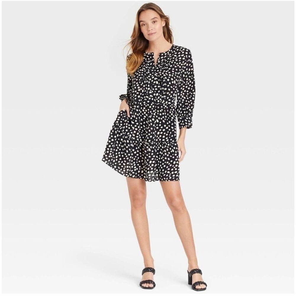 🌻 Who What Wear Black and White Polka Dot Dress Size Small